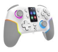 Mars Gaming Manette MGP-V3 – Sans fil ARGB, Triple connexion, Hall Effect, Écran LCD, Blanc