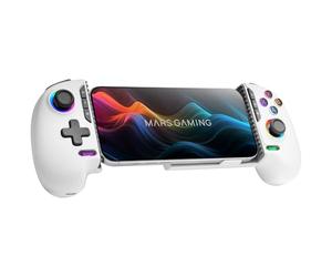 Mars Gaming MGPXPRO, Gamepad Bluetooth 5.0 2en1, Support Smartphone jusqu'à 7", Joysticks et Gâchettes Magnétiques Hall Effect, Boutons Macro et Turbo, PS4|Switch|Switch 2|PC|Android|iOS 13.0+, Blanc