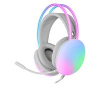 Mars Gaming MH-Glow, Casque 360° Full Chroma RGB Flow, Microphone Réduction de Bruit, Mousse à Mémoire de Forme, Windows/PS4/PS5/XBOX Series X|S/One/Mac/Switch/Switch 2/Smartphone/Tablette, Blanc