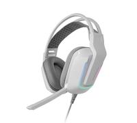 Mars Gaming MH-Strike, Casque Gaming FRGB Rainbow, Design Ergonomique, Drivers Néodyme 50 mm, Microphone Pliable, Commandes Intégrées, Coussinets Air, Arceau Réglable, Multiplateforme, Blanc