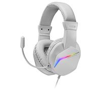 Mars Gaming MH122, Casque de Jeu FRGB Over Ear avec Microphone, Son HiFi, Annulation du Son, Ultra Léger, PS4 PS5 Xbox Switch Switch 2 Tablet Windows Mac, Blanc