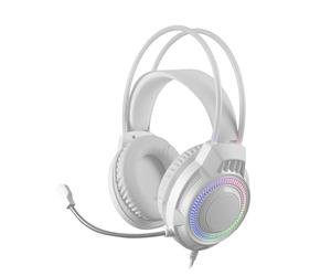 Mars Gaming MH124, Casque Gaming FRGB Rainbow, Design Ergonomique, Micro Flexible, Contrôle du Volume, Casque Gaming, Windows, Linux, Mac, PS4, PS5, Xbox One, Xbox Series X|S, Switch, Switch 2, Blanc