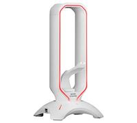 Mars Gaming MHHPROW, Support Casque 3-en-1 avec Ã‰Clairage RGB Flow Tactile, Bungee Souris, HUB 2X USB 3.0, Base Antidérapante, Design Compact, Blanc