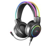 Mars Gaming MHRGB, Casque Gaming, Éclairage 360º, Son Ultra-Bass 3D, Microphone Réduction de Bruit, Ultra-léger, Windows/PS4/PS5/XBOX One/Xbox Series X|S/Mac/Switch/Switch 2/Smartphone/Tablette, Noir