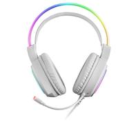 Mars Gaming MHRGB, Casque Gaming, Éclairage 360º, Son Ultra-BASS 3D, Microphone Réduction de Bruit, Ultra-léger, Windows/PS4/PS5/XBOX ONE/XBOX SERIES X|S/Mac/Switch/Switch 2/Smartphone/Tablette, Blanc
