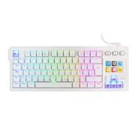 Mars Gaming MK-Master Clavier Mécanique TKL 79 Touches RGB Chroma Portugais | SmartDeck LCD 6 Touches et Support GIF, 3 Knobs, Switches Hot-Swap HAIMU RED Linéaires Lubrifiés, Gasket-Mount, 1000Hz, Blanc