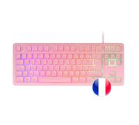 Mars Gaming MK023, Clavier Gaming TKL, Technologie Hybride H-Mech, Éclairage FRGB Rainbow, Anti-ghosting, Compatibilité Universelle, Rose, Langue Français