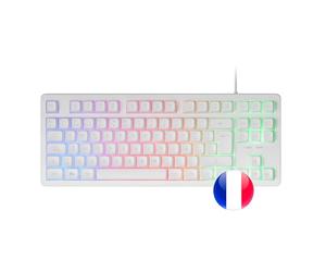 Mars Gaming MK023, Langue Français, Clavier Gaming TKL, Technologie Hybride H-Mech, Éclairage FRGB Rainbow, Anti-ghosting, Compatibilité Universelle, Blanc