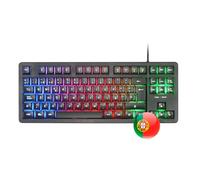 Mars Gaming MK023, Langue Portugais, Clavier Gaming TKL, Technologie Hybride H-Mech, Éclairage FRGB Rainbow, Anti-ghosting, Compatibilité Universelle, Noir