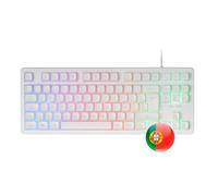 Mars Gaming MK023, Langue Portugais, Clavier Gaming TKL, Technologie Hybride H-Mech, Éclairage FRGB Rainbow, Anti-ghosting, Compatibilité Universelle, Blanc