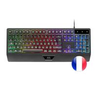 Mars Gaming MK124, Clavier Ergonomique H-Mech, Repose-Poignets Intégré, Éclairage FRGB Rainbow, Clavier Gaming Antighosting Avancé, Clavier PC Multiplateforme Complet, Langue Français, Noir