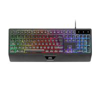 Mars Gaming Clavier USB MK124 – H-Mech ergonomique, FRGB Rainbow, repose‑poignets, Espagnol, Noir
