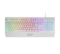 Mars Gaming MK124, Langue Portugais, Clavier Ergonomique H-Mech, Repose-Poignets Intégré, Éclairage FRGB Rainbow, Gaming Antighosting Avancé, Multiplateforme, Blanc
