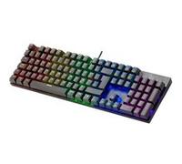 MARS GAMING MK422 - Clavier - full size - backlit - USB - QWERTY - Espagnol - commutateur : interrupteur rouge - noir G