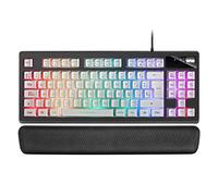 Mars Gaming MKAXWES Clavier compact TKL H-Mech, Langue Espagnole, Éclairage RGB 9 effets, Repose-poignets en Gel, Blanc
