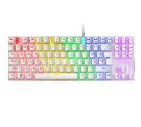 MARS GAMING MK80 Blanc, Clavier Gaming Mécanique TKL FRGB, Antighosting, Switch Mécanique Marron, Langue US