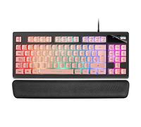 Mars Gaming MKAXPES Clavier Compact TKL H-Mech, Éclairage RGB 9 Effets, Repose-Poignets en Gel, Rose, Langue Espagnole