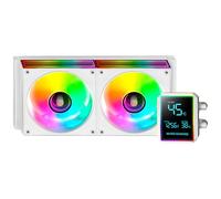 Mars Gaming ML-LCDPRO240 Refroidissement Liquide AIO 500W TDP, Écran LCD 2,8" Multimoniteur, Pompe 4e Gén Opti-Chamber avec Base en Cuivre, 2× Ventilateurs 120 mm ARGB Infinity Mirror, Blanc