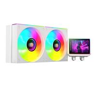 Mars Gaming ML-VISIONII240 Refroidissement Liquide AIO 500W TDP, Écran IPS 2,8" 360º, Pompe 4e Gén Opti-Chamber avec Base en Cuivre et Microcanaux, 2x Ventilateurs 120mm ARGB Infinity Mirror, Blanc