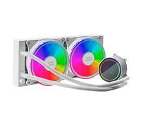 Mars Gaming MLONE240W, Refroidissement Liquide CPU, TDP 400W, Miroir Infini, 2x Ventilateurs FRGB Silencieux, Multisocket Universel, Blanc