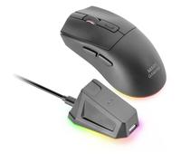 Mars Gaming MM-T3, Souris sans Fil Ultralégère, Bluetooth 5.0 + 2.4GHz + Câble, Capteur Optique PIXART PAW3104PRO 14400 DPI, Base Chargement Magnétique RGB, Switchs Huano, Logiciel de Contrôle, Noir