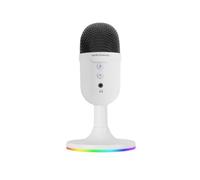 Mars Gaming MMIC-CX, Microphone de Studio Professionnel, Design Compact ARGB, Haute Définition, Réduction Bruit ENC, Condensateur Cardioïde, Bouton Mute, USB Plug&Play,Jack 3.5mm, Blanc