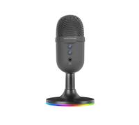 Mars Gaming MMIC-CX, Microphone de Studio Professionnel, Design Compact ARGB, Son Haute Définition, Réduction de Bruit ENC, Condensateur Cardioïde, Bouton Mute, USB Plug&Play, Prise Jack 3.5mm, Noir
