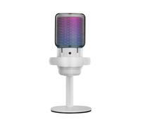 Mars Gaming MMIC-SE Blanc Microphone de Table USB/3.5mm, Cardioïde, 20-20000Hz, 24 bit/192kHz, SNR 70dB, LED, Filtre Pop, Support de Bureau