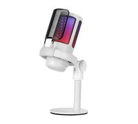 Mars Gaming Microphone de studio MMICSEW ARGB – ADC 196kHz 24-bit, anti‑choc, pop mesh, blanc