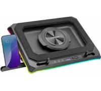 Mars Gaming MNBC-Ultra, Base de Refroidissement et Support, Ventilateur 140mm, Technologie CoolCore Airflow, RGB Chroma, 5 Positions, Compatibilité Jusqu’à 18”, Support Smartphone, 4X USB-A, Noir