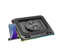 Mars Gaming MNBC-Ultra, Base de Refroidissement et Support, Ventilateur 140mm, Technologie CoolCore Airflow, RGB Chroma, 5 Positions, Compatibilité Jusqu’à 18”, Support Smartphone, 4X USB-A, Noir