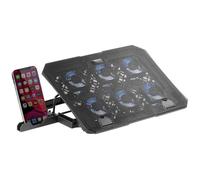 Mars Gaming MNBC23, Base de Refroidissement et Support 16", 6 Ventilateurs Contrôlables avec LED Bleue, Stand 6 Positions, Support Smartphone, 2 USB 2.0, Noir