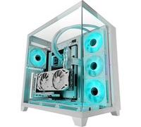 Mars Gaming MC-3C, Boîtier Gaming ATX, Vue Panoramique 3D avec Triple Verre Trempé, Design à Double Chambre Latérale, Support Complet Refroidissement Liquide, Semi-Tour PC Gestion des Câbles, Blanc