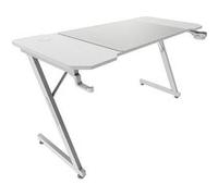 Mars Gaming MGD-X140, Bureau Gaming Ergonomique, Surface en Fibre de Carbone, Structure Métallique, Tapis de Souris XXL, Supports Casque et Boissons, Gestion des Câbles, Bureau Gaming 140x60cm, Blanc