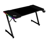 Mars Gaming MGD-X140RGB, Bureau Gaming Ergonomique, Éclairage ARGB avec Télécommande, Surface Fibre de Carbone, Tapis XXL, Supports Casque et Boisson, Gestion Câbles, Bureau Gaming 140x60cm, Noir
