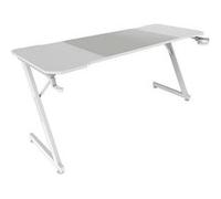 Mars Gaming MGD-X160, Bureau Gaming Ergonomique, Surface en Fibre de Carbone, Structure Métallique, Tapis de Souris XXL, Supports Casque et Boissons, Gestion des Câbles, Bureau Gaming 160x60cm, Blanc