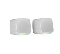 Mars Gaming MS-Pro, Enceintes Compactes 10W, Éclairage RGB Flow Dynamique, Enceinte PC avec Boîtier Contrôle et Entrée Jack 3.5mm, Enceintes Gaming Compatibles PC/Mac/Smartphone/Tablette, Blanc