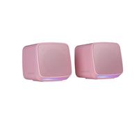 Mars Gaming MS-Pro, Enceintes Compactes 10W, Éclairage RGB Flow Dynamique, Enceinte PC avec Boîtier Contrôle et Entrée Jack 3.5mm, Enceintes Gaming Compatibles PC/Mac/Smartphone/Tablette, Rose