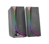 Mars Gaming MS72, Haut-Parleurs Gaming 15W, Ã‰Clairage RGB Flow, 2 Drivers Actifs, Chipset DSP, Connexion Plug&Play USB et Jack 3.5mm, Molette Contrôle du Volume et Port Audio pour Casque, Noir