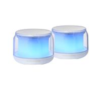 Mars Gaming MSAURAW,Haut-parleurs Bluetooth5.3,Chipset DSP Personnalisé15W, Éclairage RGB avec Design ClearView360º,Haut-parleurs Compacts avec Boîtier de Contrôle du Volume et RGB,Entrée AUX-IN,Blanc