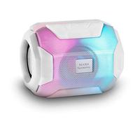 Mars Gaming MSBAXW, Haut-Parleur Bluetooth 10W, Éclairage RGB Flow, Haut-parleurs Ultra-Bass, Bluetooth 5.0, USB/MicroSD/Radio FM, 8h d'Autonomie, Compact et Portable, Blanc