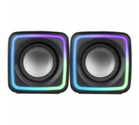 Mars Gaming MSCUBE, Haut-parleurs Gaming Compacts 8W, Son DSP Spatial, Éclairage RGB Active-Flow, Boîtier de Contrôle, Connexion USB + Jack 3.5mm, Noir