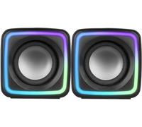 Mars Gaming MSCUBE noir, haut-parleurs de jeu RGB compacts, processeur sonore DSP 8W, contrôle du volume