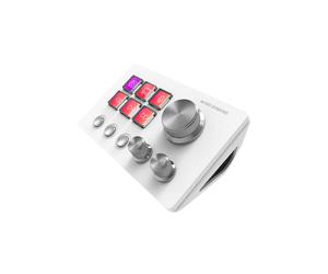 Mars Gaming MSDTWOW Contrôleur Création de Contenu Blanc, 9 Boutons, 3 Molettes, 6 Touches LCD, USB-C, Compatible Windows/macOS