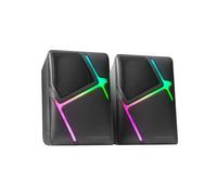 Mars Gaming MSH, Haut-parleurs Gaming RGB Flow, Haut-parleurs Inversés et Son 3D-Surround 10W, Boîtier de Contrôle de Volume, Connexion Universelle Jack 3.5mm, Noir