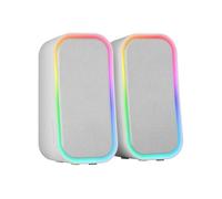 Enceintes Gaming RGB 20W MS-OM , Bluetooth 5.3 + AUX-IN, Boîtier Contrôle du Volume, Blanc