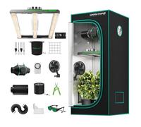 MARS HYDRO Kit Complet de Tente de Culture FC-E1500 LED Grow Light Lamp Full Spectrum, Dimmable, with 80X80X160cm Growtent with 4inch Ventilation Set with Digital Controller Carbon Filter