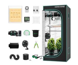 Mars Hydro Kit Culture Indoor TS600 Lampes De Croissance，1680d 60x60x140cm Tente De Culture ，Chambre De Culture Kit Complet ，Spectre Complet UV IR avec Kit De Filtre pour Ventilateur en Ligne 4‘’