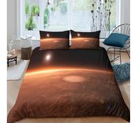 Mars landscape Parure de Lit Microfibre résistante 3 pièces 3D Imprimée Léger Space exploration style Ensemble De Literie avec Taie d'oreiller Entretien Facile for Garçons Filles King（220x240cm）