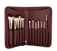 MARS Lot de 12 pinceaux de maquillage professionnels, longue durée, poils synthétiques doux, faciles à tenir et application précise pour le visage, les yeux et les sourcils (grenat)